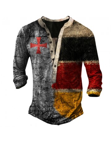 Men's Outdoor Crusades Tactical Henley Collar T-shirt