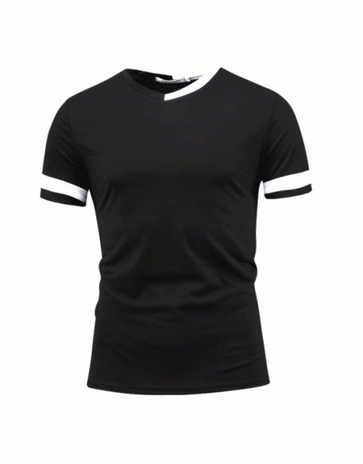 Men's Patchwork V-Neck Short Sleeve T-Shirt