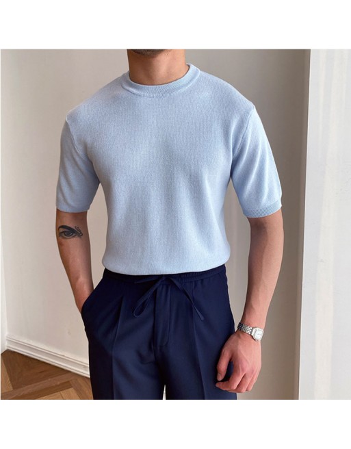 Gentlemans Classic Plain Knitted Round Neck T-shirt