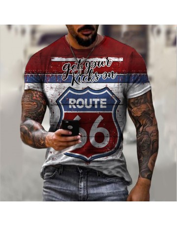 Route 66 Men's Fashion Motorcycle Lover Short Sleeve T-Shirt