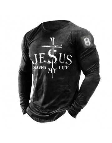 Mens Jesus Saved My Life Retro T-shirts