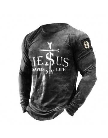 Mens Jesus Saved My Life Retro T-shirts