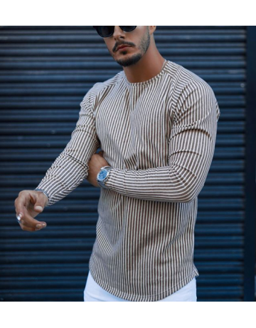Men's Fashion Vertical Stripe Long Sleeve T-Shirt