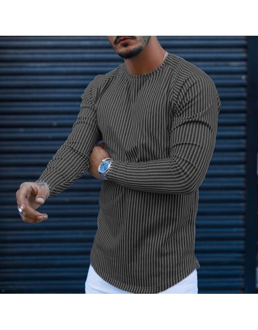 Men's Fashion Vertical Stripe Long Sleeve T-Shirt