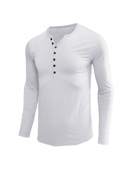 Men's Solid Color Button Half Open Collar Henley Shirt