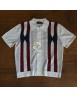 60s Striped Contrast Retro Knit Short-sleeved Shirt