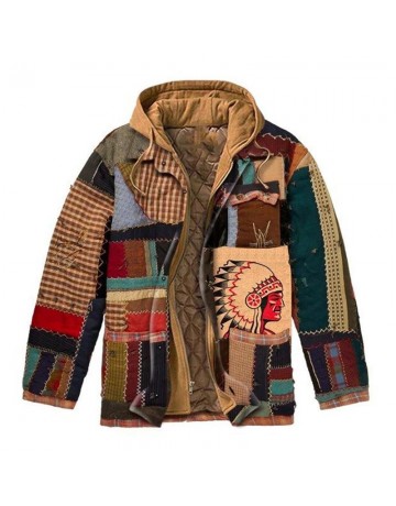 Mens Winter Patchwork Thick Casual Jacket