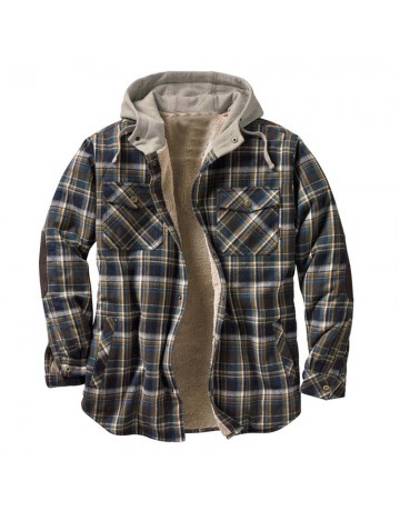 Mens Plaid Thick Woolen Casual Jacket
