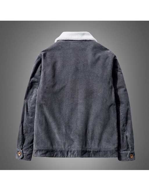 Men's Outdoor Corduroy Plus Velvet Warm Retro Cotton Jacket