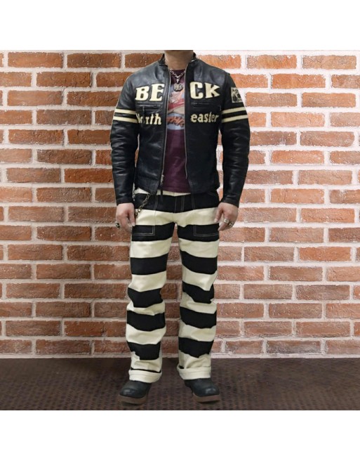 Prison Pants Motorcycle Black And White Striped Pants