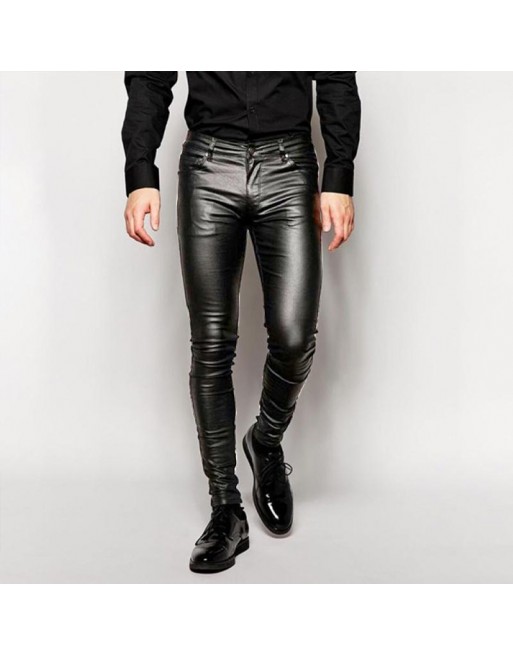 Personalized Rock Skinny Matte Leather Pants