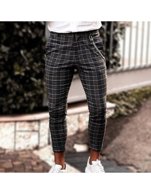 Men's New Fashion Casual Check Trousers
