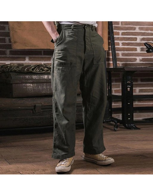 Men's Retro Straight Multi Pocket Wide Leg Casual Pants